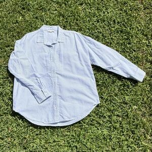 Womens Casual Pinstripe Button Down